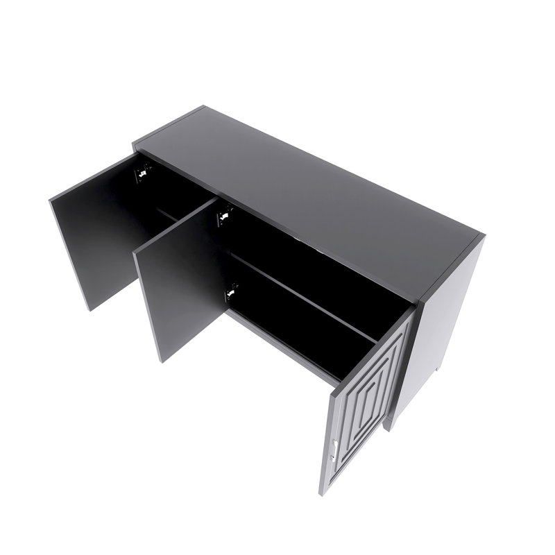 Meuble télé pour téléviseur de 60 po ou moins Avec espace de rangement spacieux, Noir, noir, noir, noir