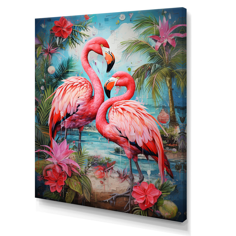 Flamant des Terres tropicales - Flamant rose, reproductions encadrées, H 20 po x l 12 po, Toile tendue