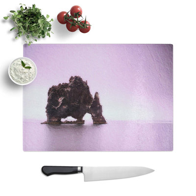 Tempered Glass Rock Formation Under a Sky in Iceland Chopping Board