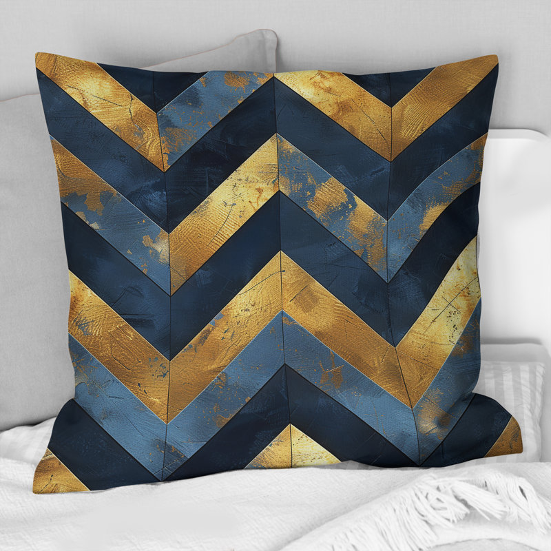 Chevron Harmony III - Glam Throw Pillow, 18"H x18"H