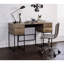 Bureau de style rustique moderne avec 4 rangements - Chêne et base de traîneau en métal noir