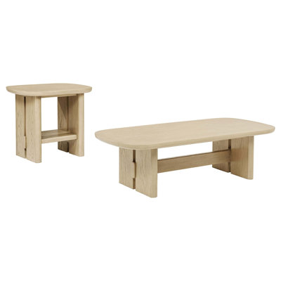 Coastal Modern Coffee and End Table Set with Integrated Storage