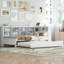 Lit de jour simple en bois avec lit gigogne, tablette de rangement et chargement USB - Mobilier de chambre à coucher moderne, blanc