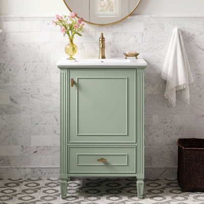 Meuble-lavabo à motif cachemire 20 po avec pieds en bois massif Paisley