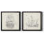 Croquis de bateau antique V, croquis de bateau antique V - ensemble de 2 reproductions de dessins encadrés-1460479472-1475832277-1475832275