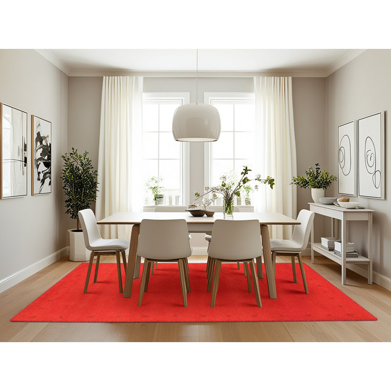 Tapis de zone orange contemporaine, Rectangle 7 pi x 10 pi