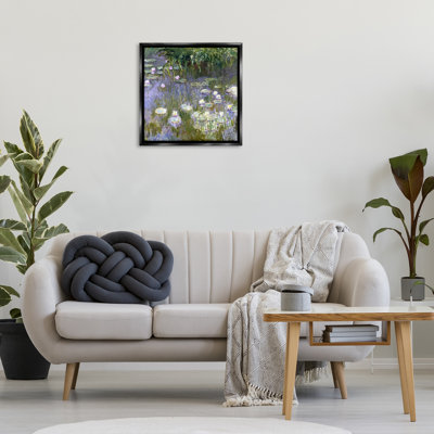 Classic Monet White Water Lilies Framed Floater Canvas Wall Art by one1000paintings