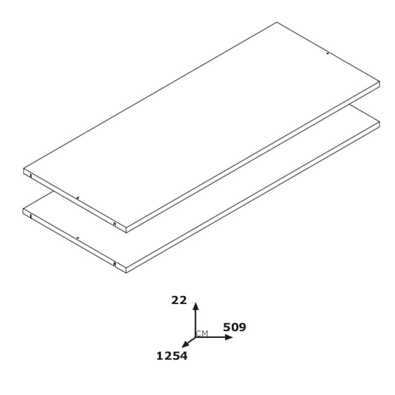 Unico Shelving, 1.8cm H x 125.5cm W x 51cm D
