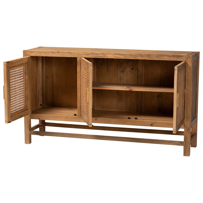 Bevely Bali & Pari Sibu Bohemian Natural Rattan And Reclaimed Wood Cabinet