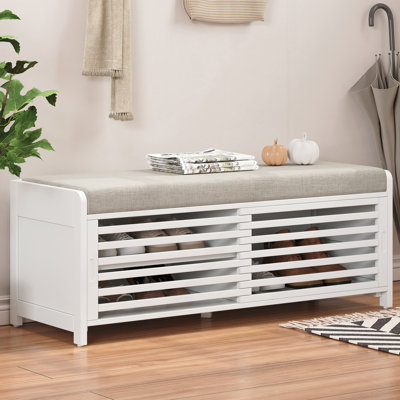 Banc à chaussures avec rangement et coussin