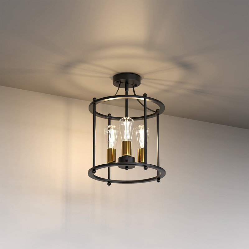 15'' Dimmable 3 - Light Lantern Geometric Chandelier