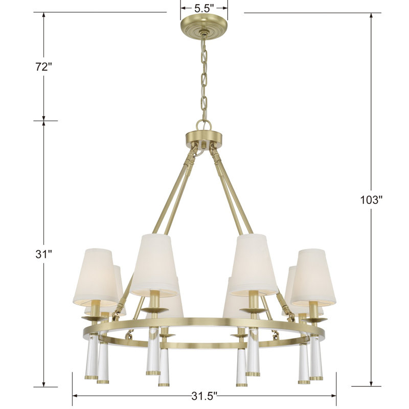 Indimar 8 - Light Dimmable Wagon Wheel Chandelier, Aged Brass