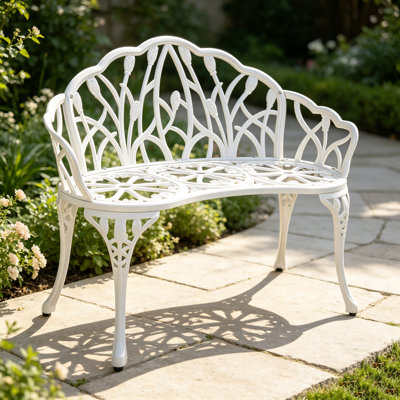 Chaise de jardin d'extérieur en fonte d'aluminium à deux places pour terrasse et patio