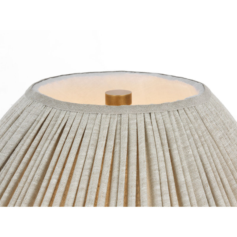 Anwen 23" Cordless Table Lamp with Natural Linen Pleated Shade, Chantilly