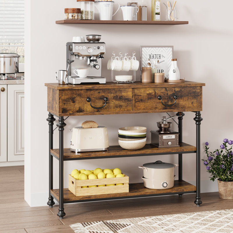 Console Table with 2 Drawers and 3 Tier Shelves, Hallway Table Home Furniture for Living Room, Foyer, Bedroom