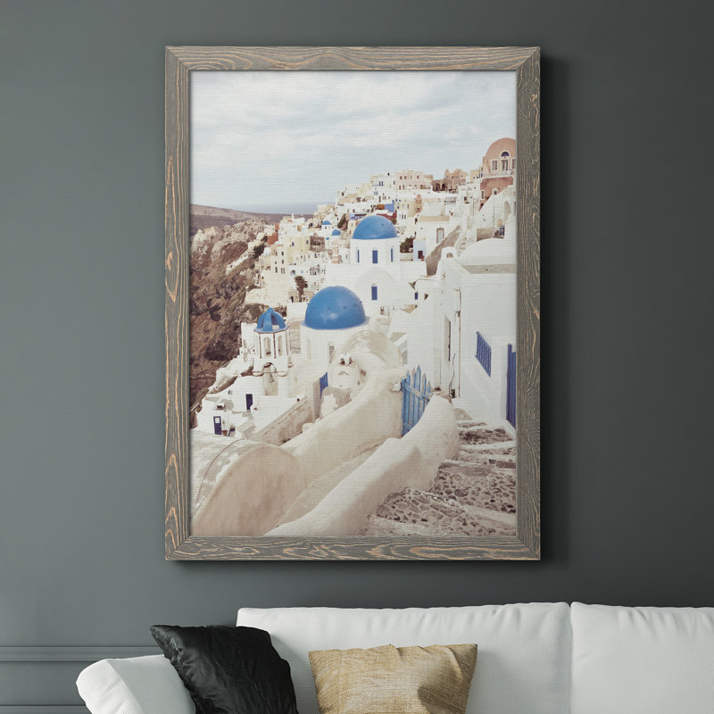 Santorini - photographie sur toile encadrée, Encadré gris, H 37,5 po x l 27,5 po x P 1,5 po