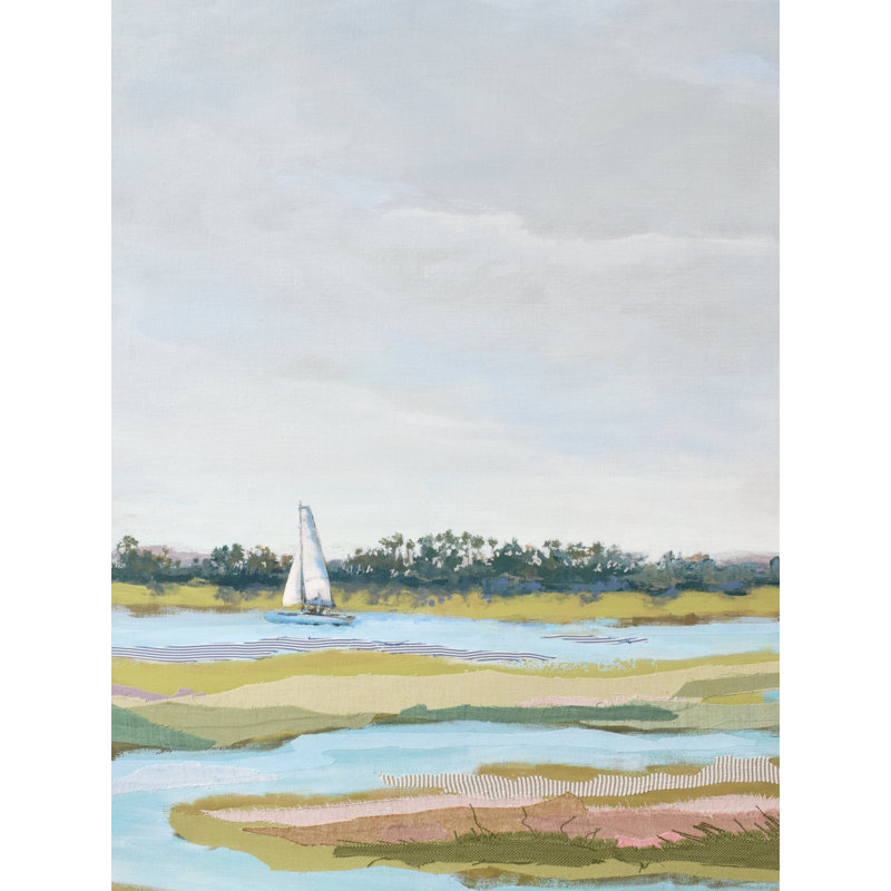 Floating On Folly River Print by Karin Olah, 21.25" H x 17.25" W x 0.88" D, Black Framed Paper, White