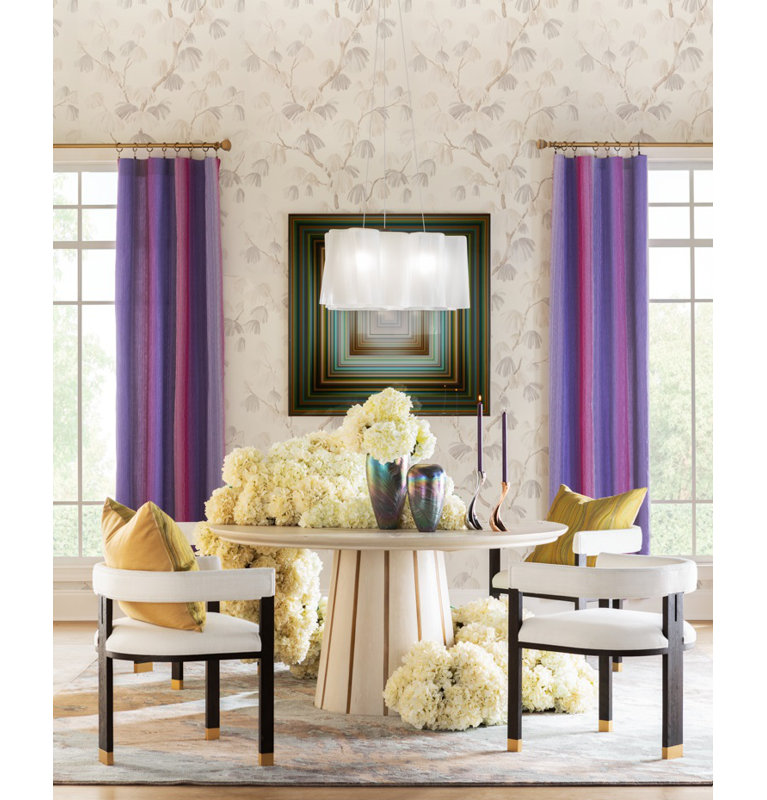 Morgan Mahogany Solid Wood Dining Table, Cerused White/Gold