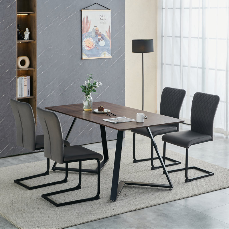 Culain Modern Upholstered Velvet Armless Dining Chair, 4, Grey