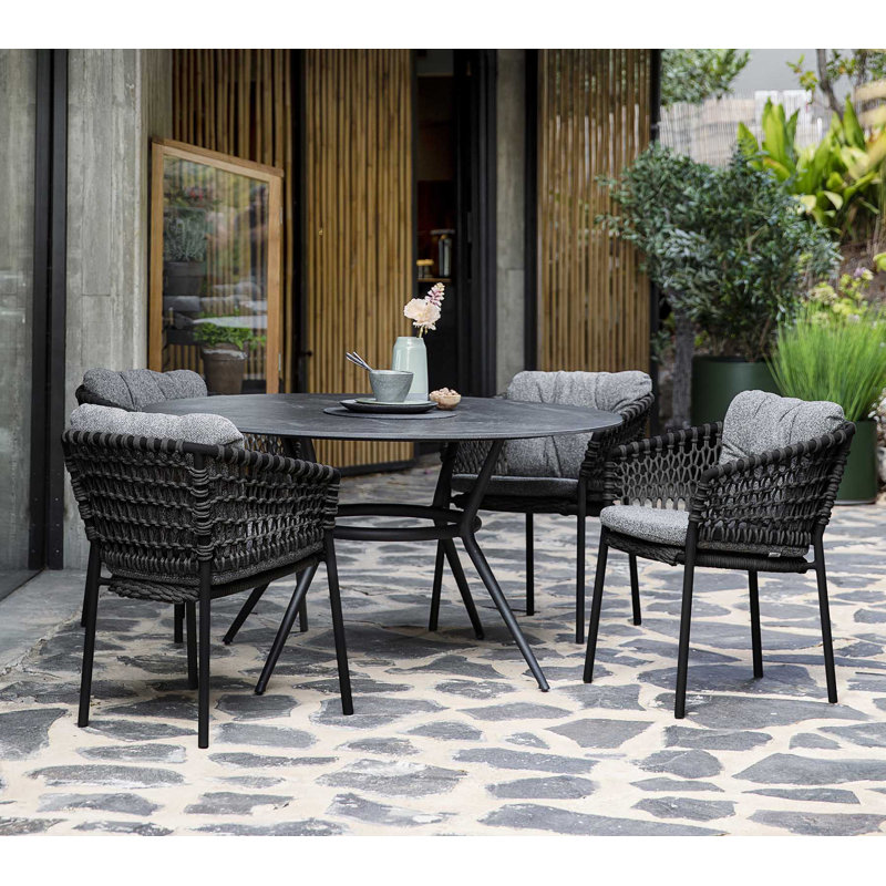 Joy Outdoor Round Dining Table, Light Gray