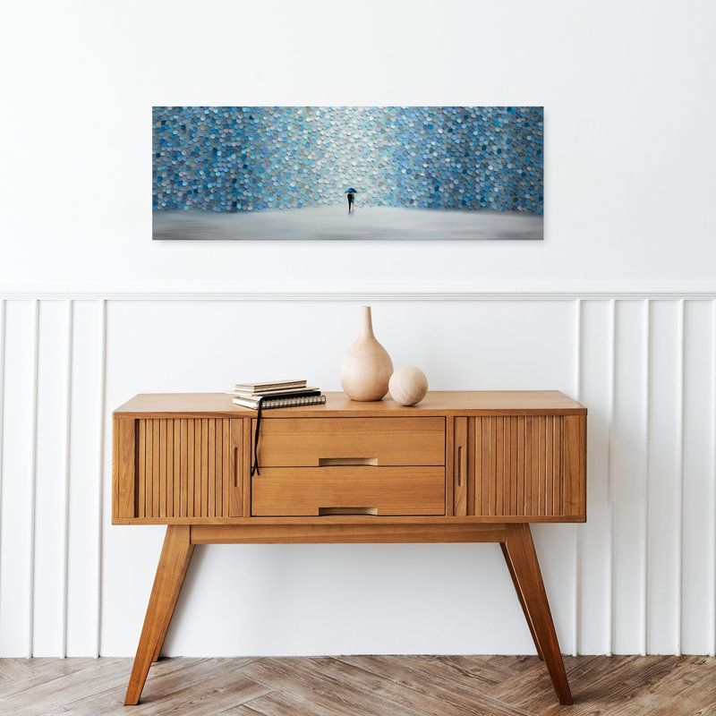 Walking In Blue Rain by Ekaterina Ermilkina - Wrapped Canvas Panoramic Print, 91.44 cm H x 30.48 cm W