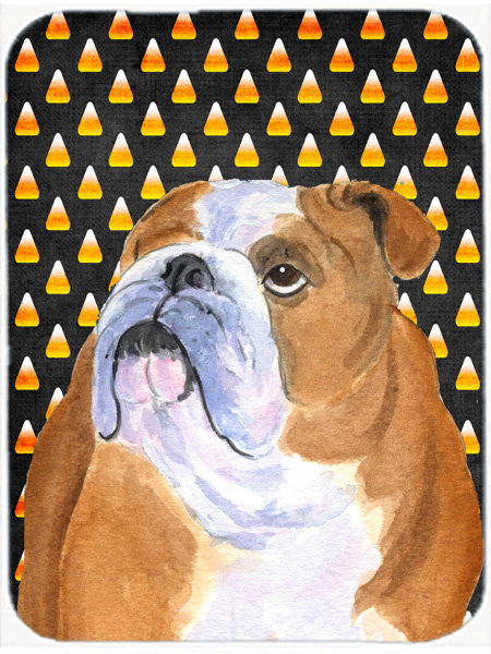 Planche à découper en verre à caroline en verre à trésors bouledogue english Halloween Candy Corn