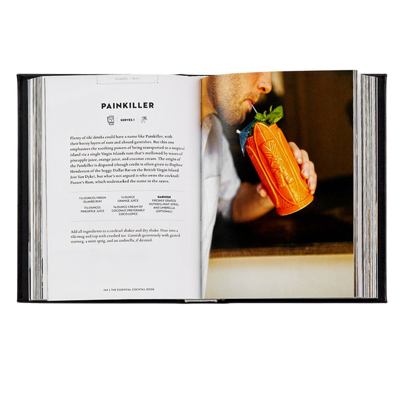 Graphic Image The Essential Cocktail Book Coffee Table Book, Leather, Black