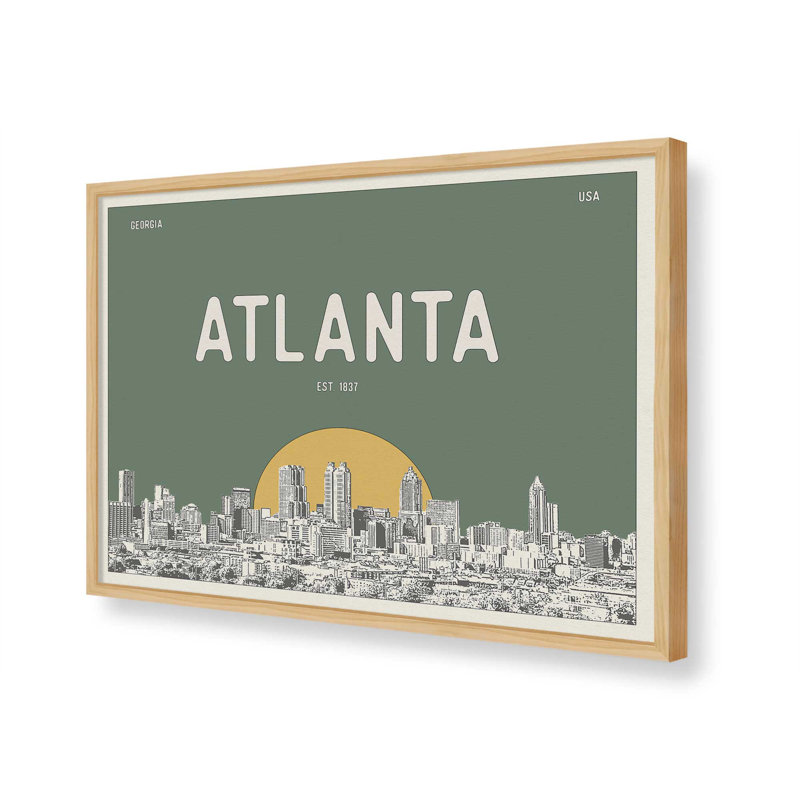 «Atlanta Skyline» par Deny Designs, reproduction d'art, 24 x 32, Tanné, Impression encadrée