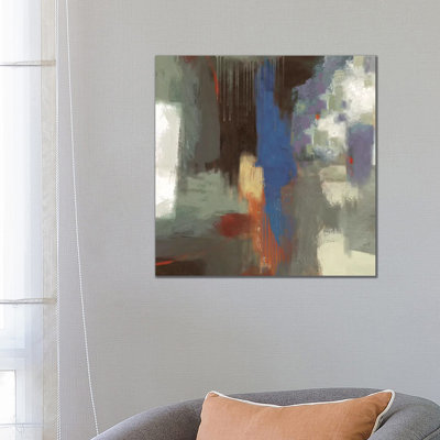 Blue Abstract 1 Piece Wrapped Canvas Painting