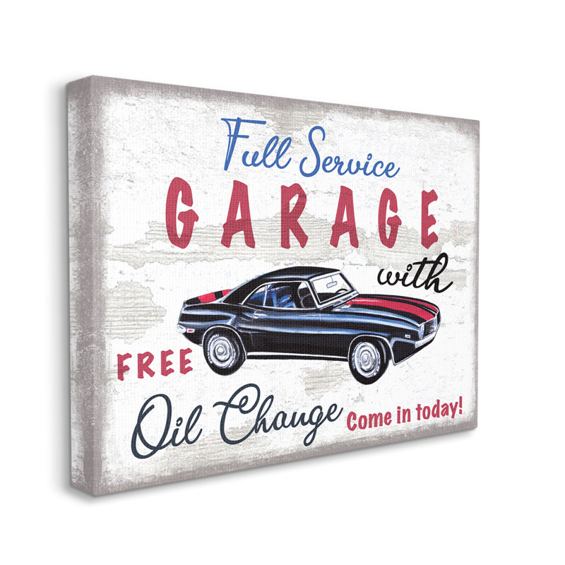 " Full Service Garage ", Wrapped Canvas, 16" H x 20" W x 1.5" D