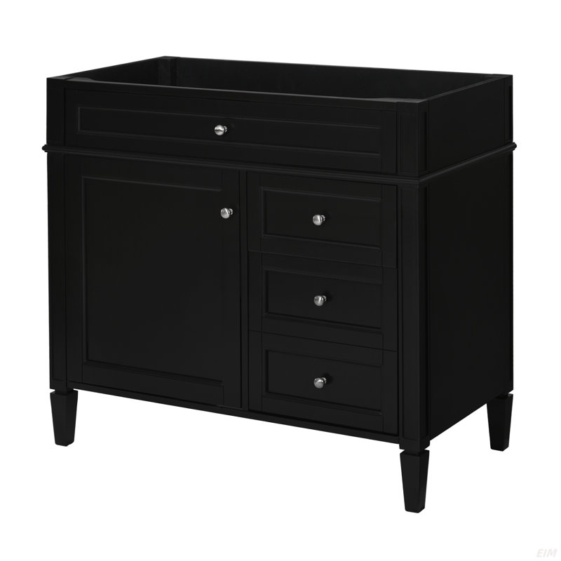 Meuble-lavabo de salle de bain sans lavabo supérieur, armoire de rangement moderne avec 2 tiroirs et un tiroir basculant, 36"