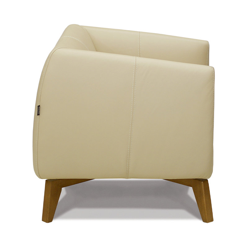 Fauteuil Indie, Gris délavé, Cuir taupe Latium