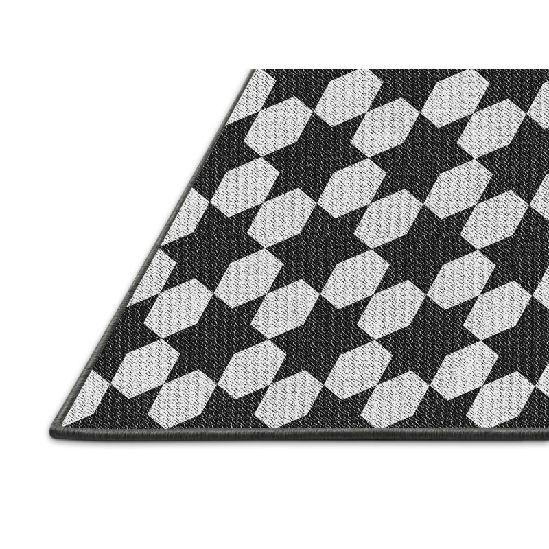 Tapis noir/gris tissé à la machine, Rectangle 5 pi x 8 pi