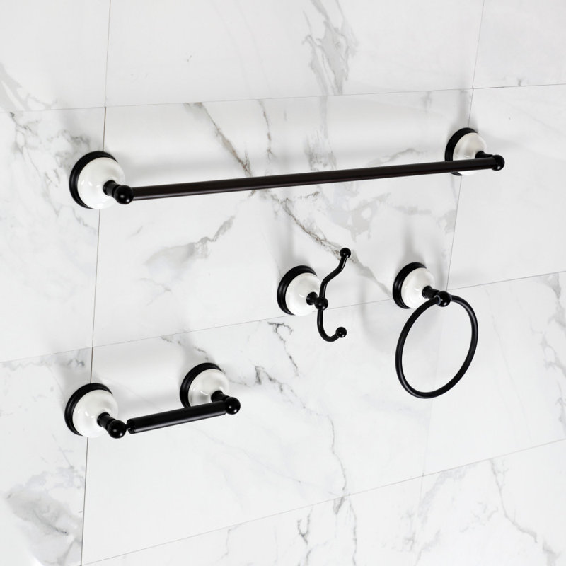 Kingston Brass Victorian 4-Piece Bathroom Hardware Set, Matte Black