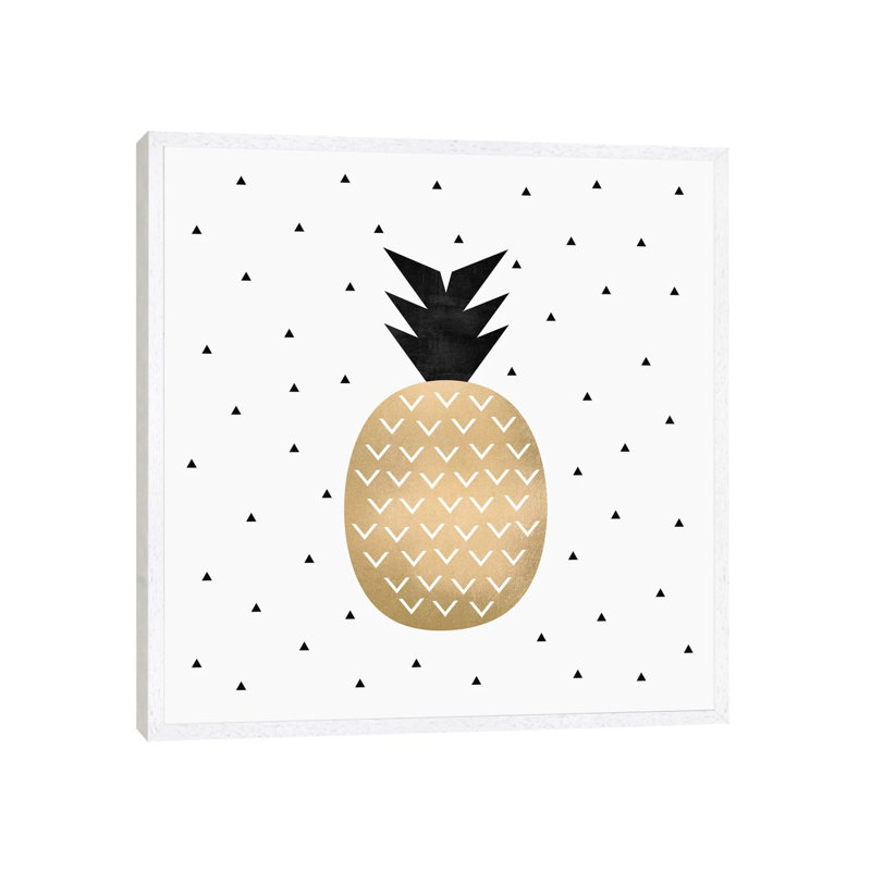 Golden Pineapple by Elisabeth Fredriksson - Print on Canvas, White Floater Framed, 45.72 cm H x 45.72 cm W