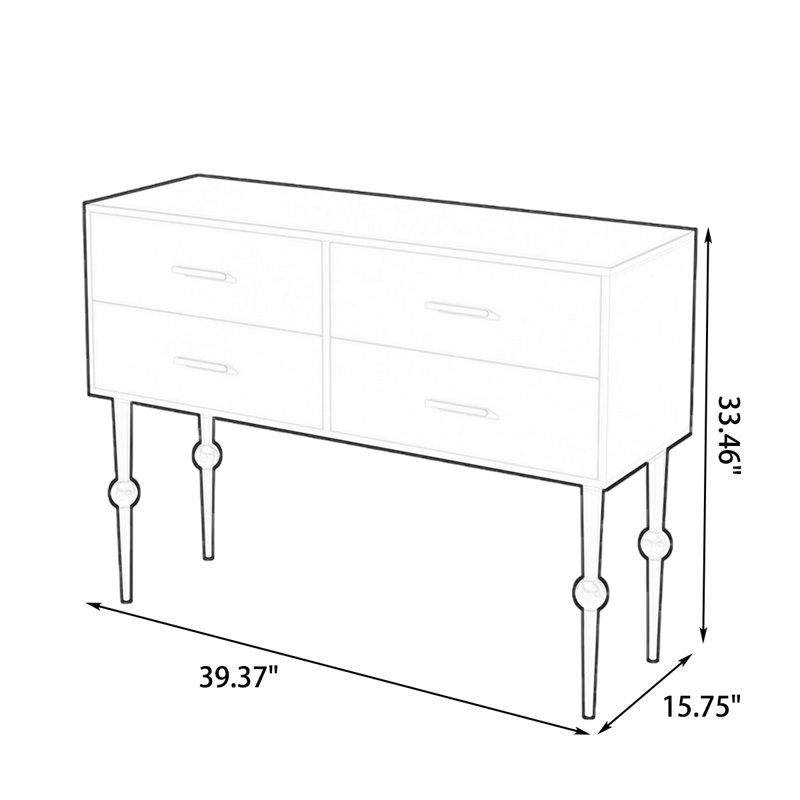 Console rectangulaire en bois manufacturé blanc, H 33,46 po x L 47,24 po x l 15,75 po, Blanc