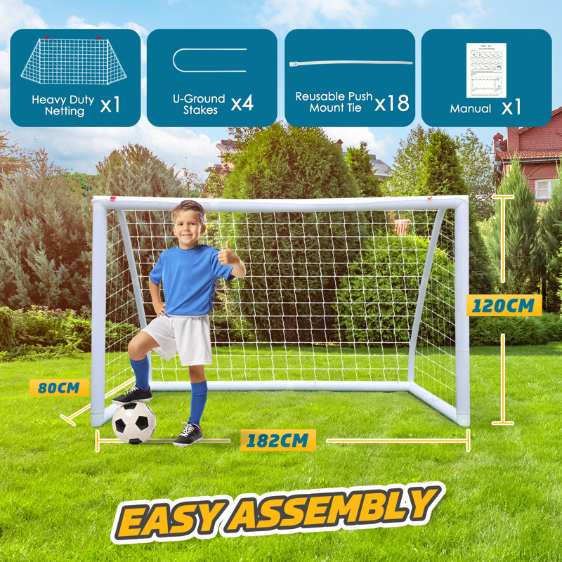 Fortner Football Goals for Kids, Easy to Set up and Store, 120cm H x 182cm W x 80cm D