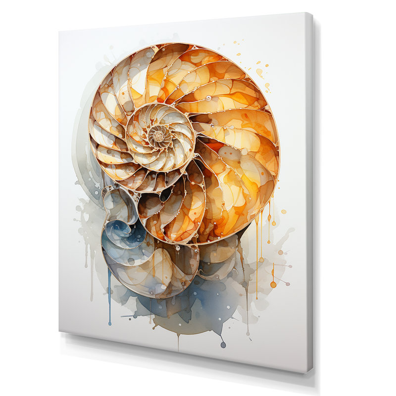 Golden Sea Sheel Spiral I, H 40 po x l 30 po x P 1,5 po, Toile tendue