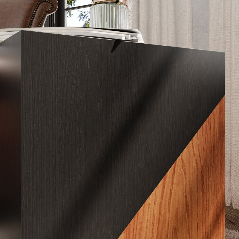 Solid Wood Square Accent End Table, Black Brown Side Block Table, Light Brown