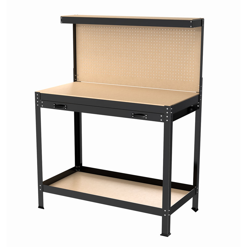 Banc à outils robuste 61 "avec grand panneau perforé et tiroir