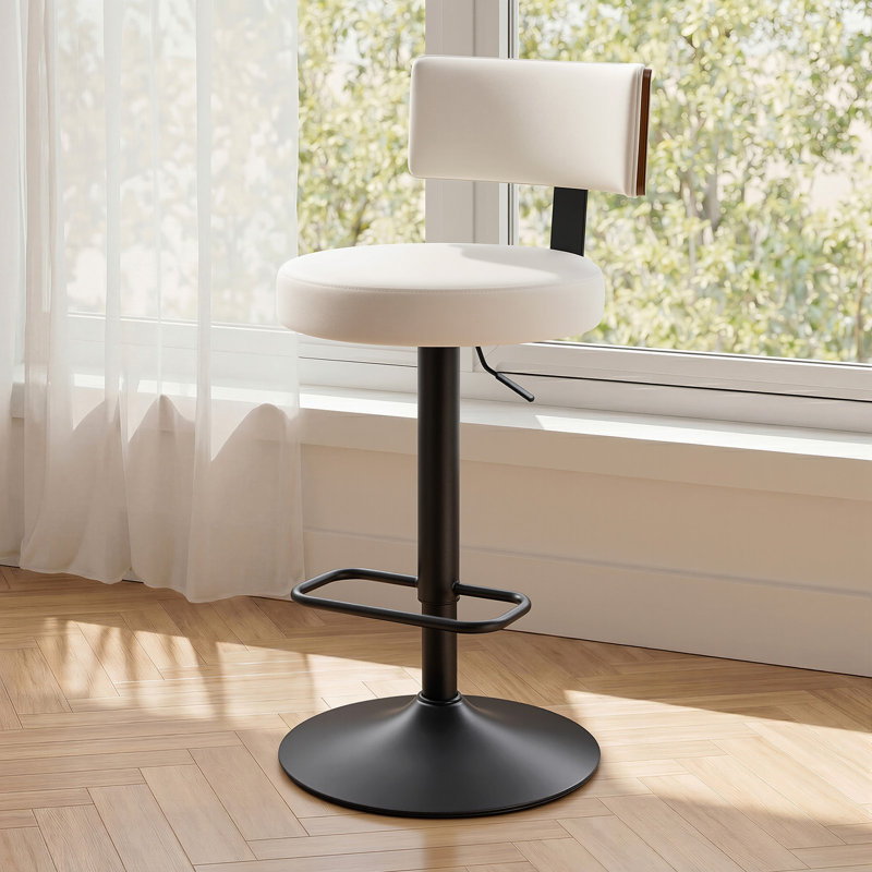 Tabouret de bar pivotant à hauteur réglable 25-33 po Sonja, White
