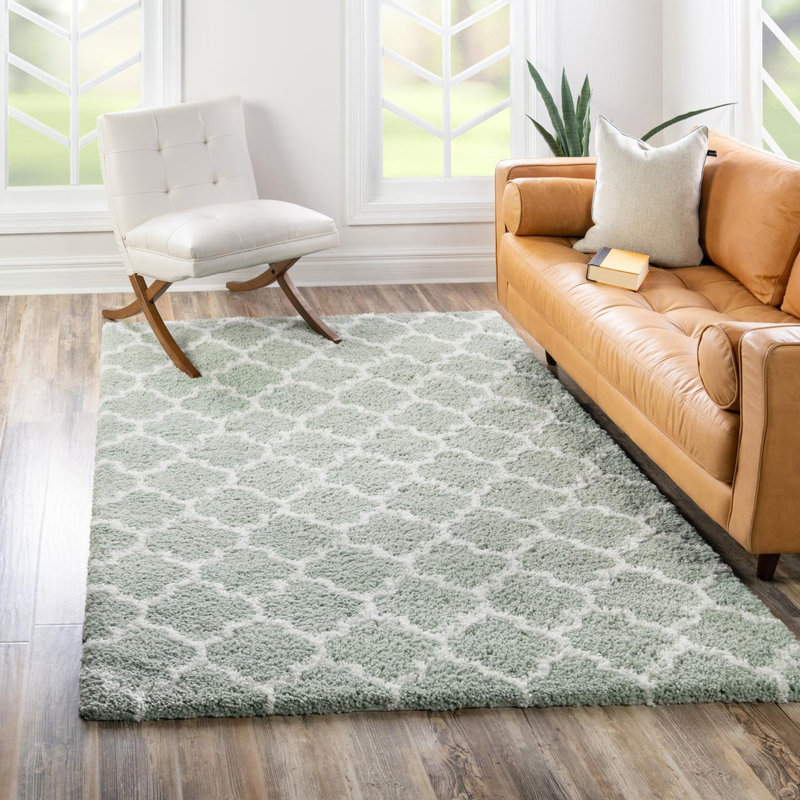 Tapis géométrique en polypropylène ivoire / gris Jaryiah, Rectangle 4 pi 1 po x 6 pi 1 po