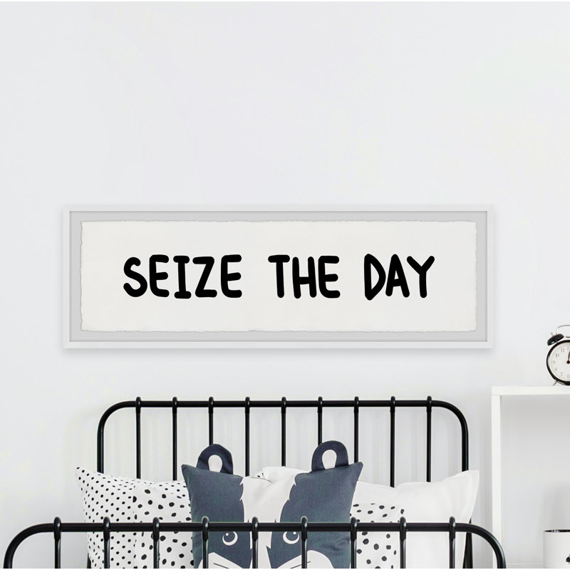 «Seize The Day Now», reproduction encadrée, H 10 po x l 30 po x 1,5 po