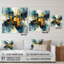 «Lamarius», art mural acrylique abstrait en forme de réalités abstraites bleues pour le salon-651890348