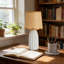 Lampe de table moderne Boho avec base en céramique et abat-jour en rotin tissé, lampe de chevet pour bureau de chambre à coucher, douille E26, hauteur de 15 pouces