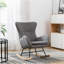 Chaise berçante rembourrée en tissu avec dossier haut et accoudoirs Teddy