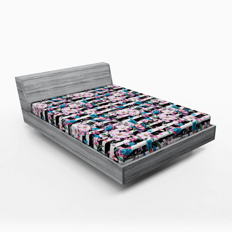 Microfiber Floral Fitted Sheet, Queen Fitted Sheet