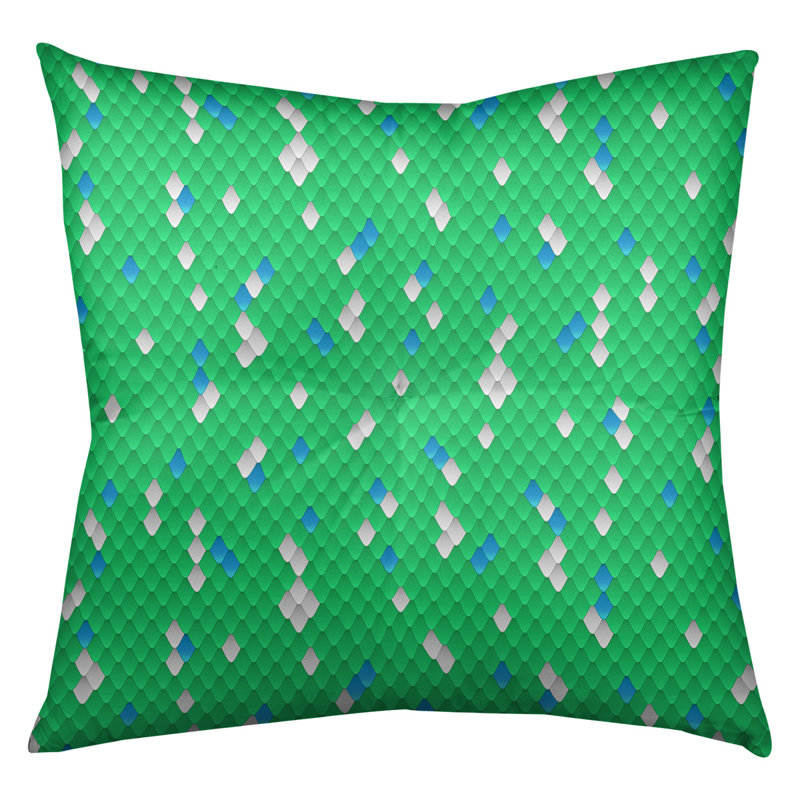 Coussin de plancher à échelle serpent, 30 po x 30 po, Vert / bleu