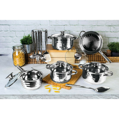 17 - Piece Non-Stick Stainless Steel Cookware Set