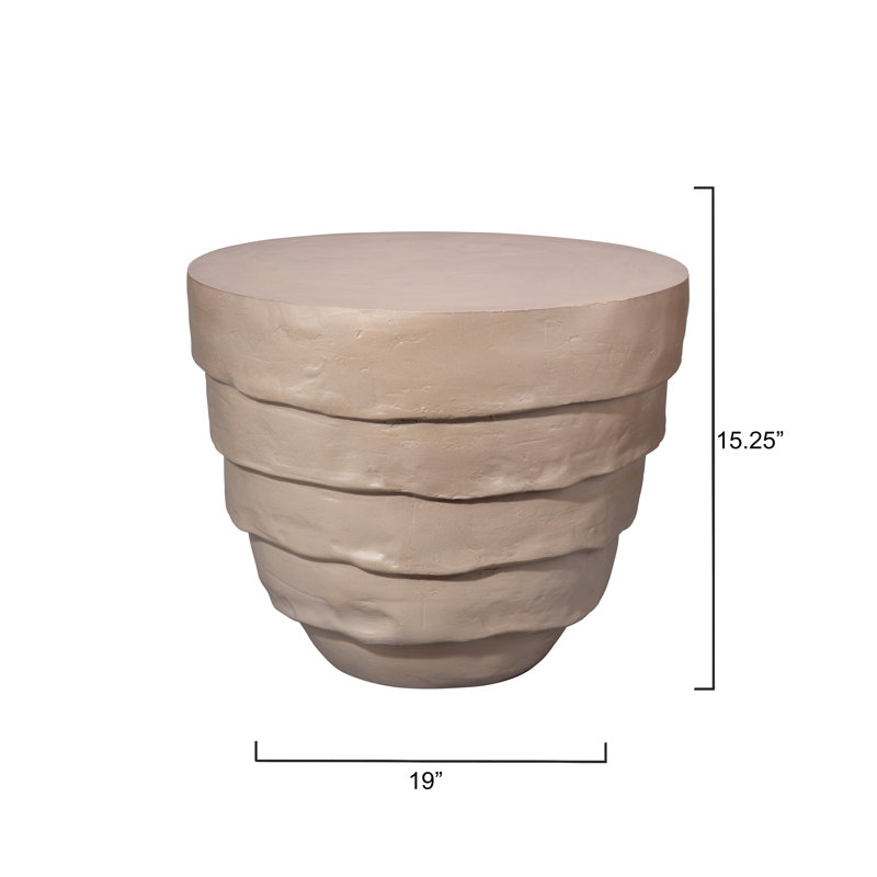 Cement Rustic Round Fiberglass Outdoor Side Table